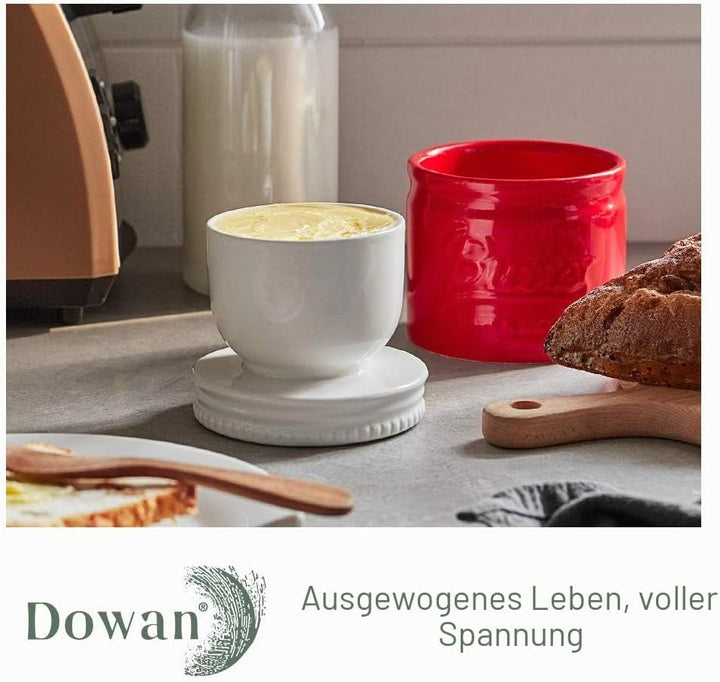 DOWAN Porzellan Butter Keeper Crock, Französische Butterdose mit Deckel, Porzellan-Buttertopf im Ein