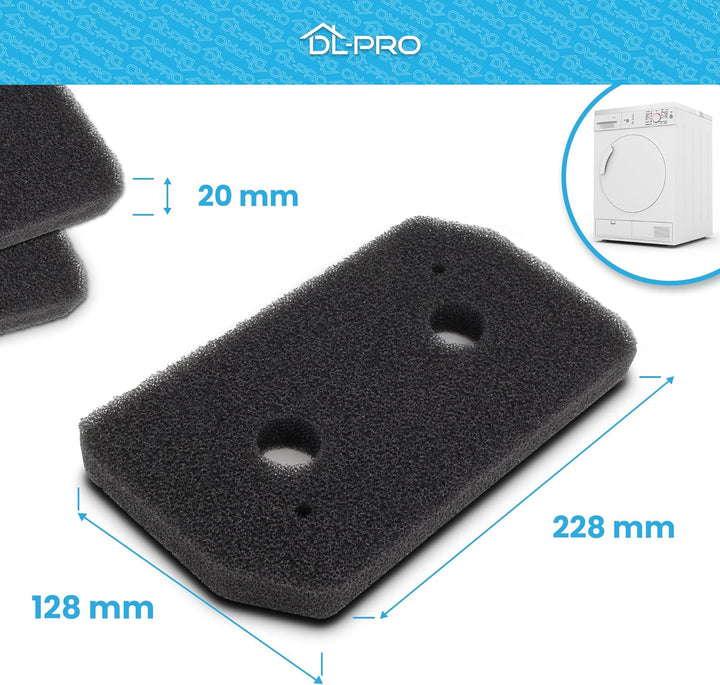 2 x DL-pro Schaumfilter 228x128mm für Bosch Siemens 12007650 Sockelfilter Filter für Trockner Wascht