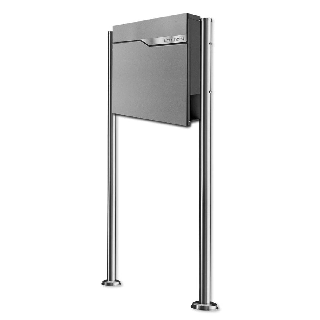 Metzler® Standbriefkasten mit Zeitungsfach und Edelstahl-Namensschild Graualuminium RAL 9007 pflegel