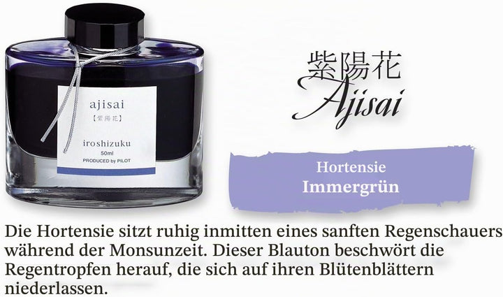 Pilot Iroshizuku 69211 Füllfederhalter-Tinte, Ajisai, Hortensien (Blauviolett), 50 ml Flasche Periwi