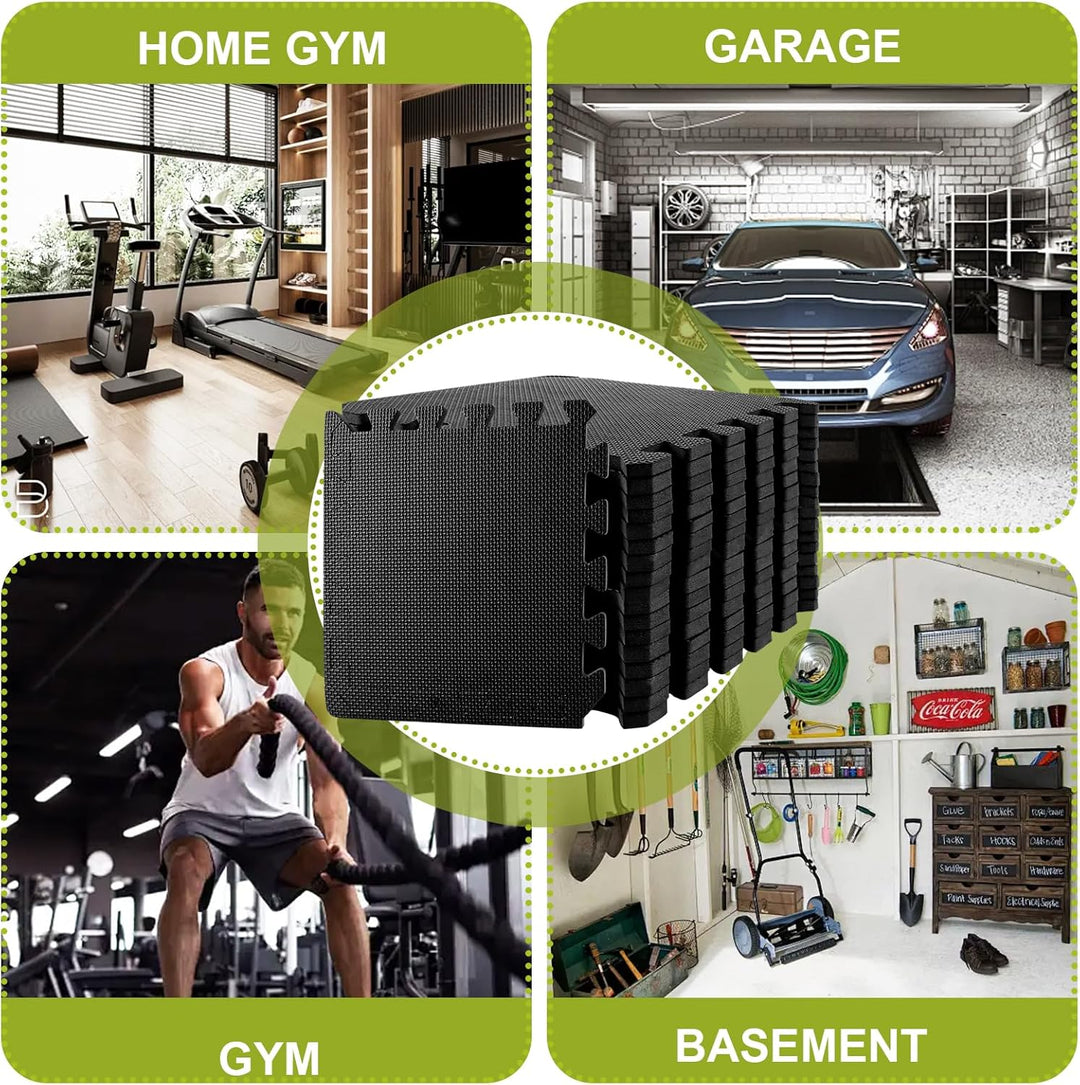 DAJAVE 20 Stück Bodenschutzmatte Fitness 30x30cm Schutzmatten Bodenschutzmatte, 3m² Matten Fitnessra