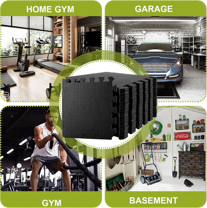 DAJAVE 20 Stück Bodenschutzmatte Fitness 30x30cm Schutzmatten Bodenschutzmatte, 3m² Matten Fitnessra