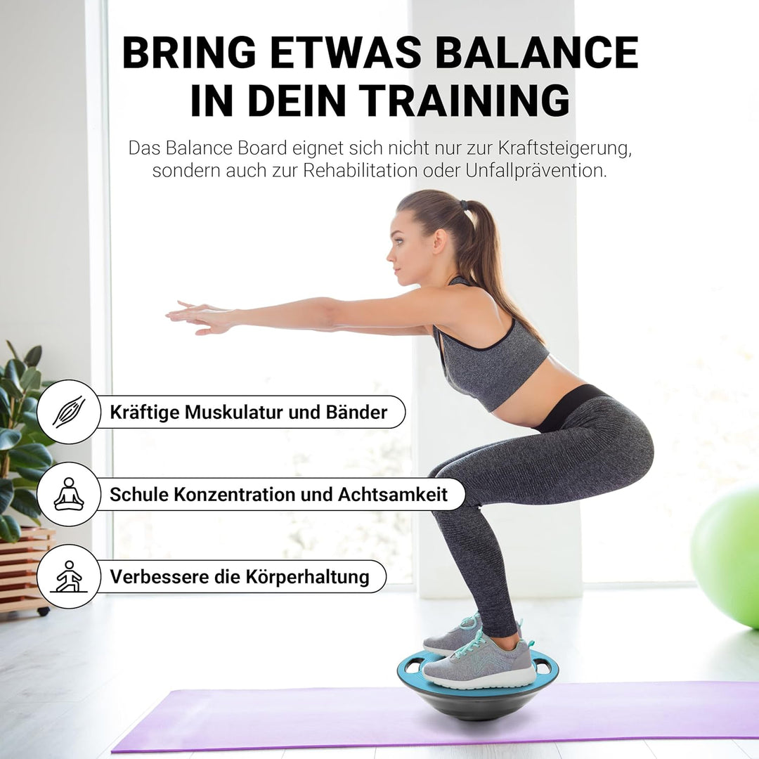 MSPORTS Balance Board Premium 40 cm Durchmesser inkl. Übungsposter und Work Out App GRATIS - Therapi