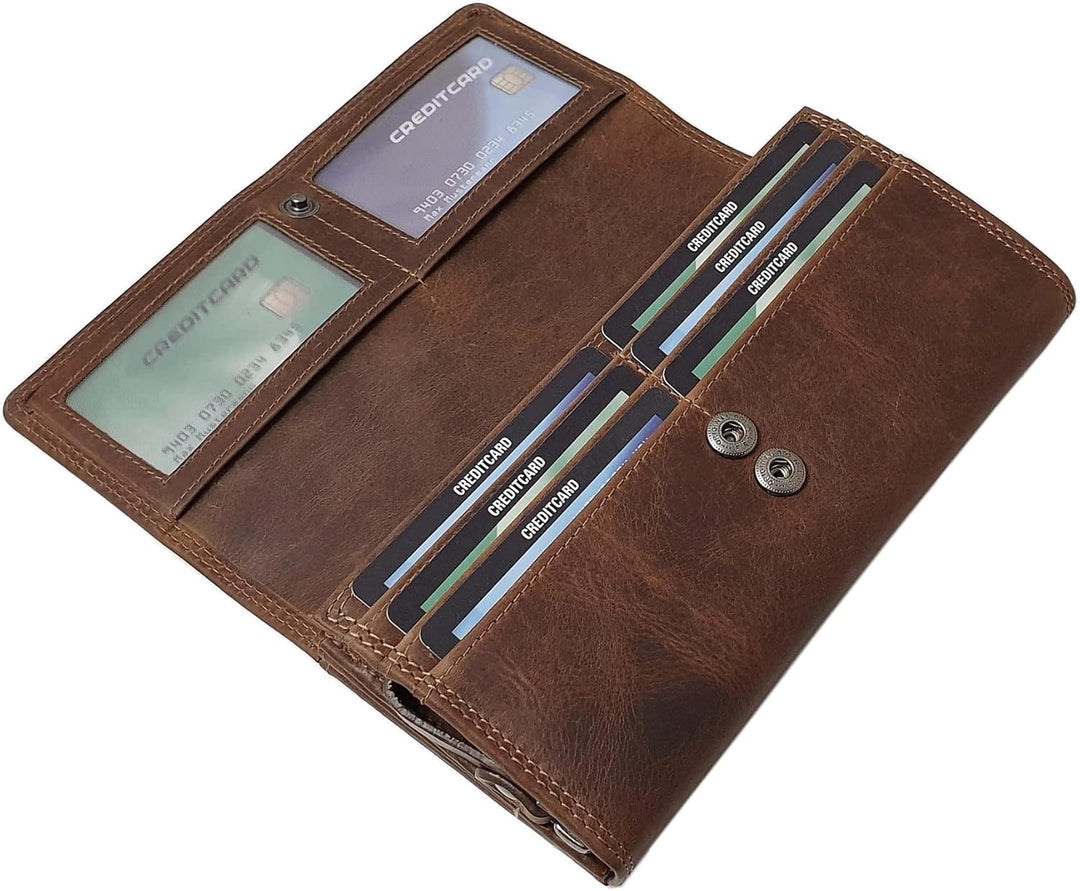 Grosse Rindleder Damen Geldbörse/Geldbeutel/Portemonnaie/Geldtasche mit Schmetterling-Motiv oder ohn