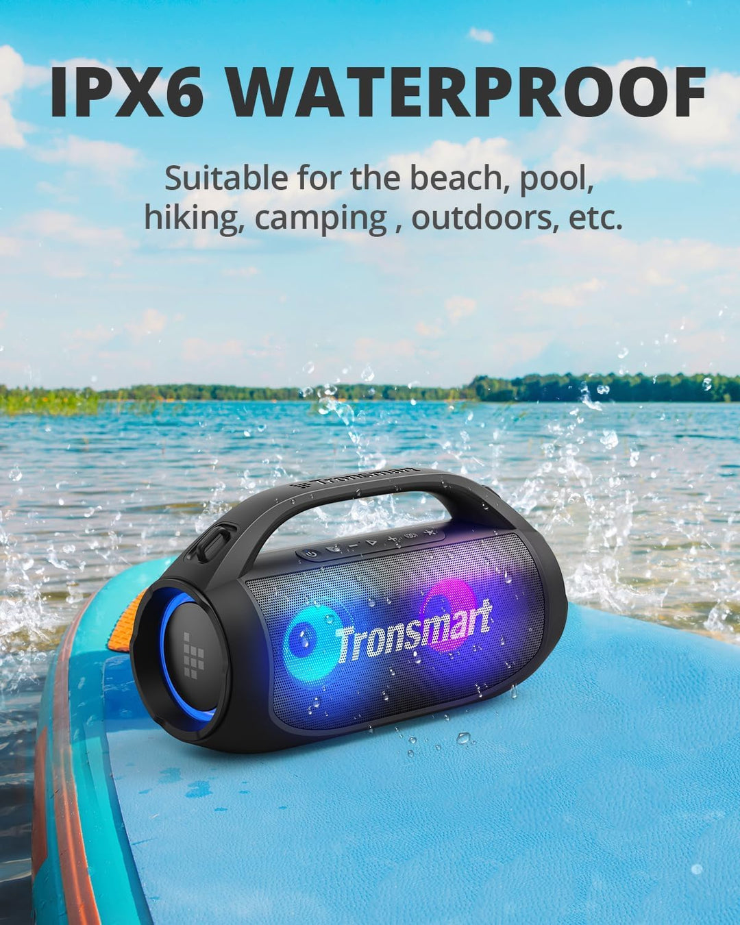 Tronsmart Bang SE Bluetooth Lautsprecher mit 3 Lichteffekten, 40W Outdoor Party-Lautsprecher mit IPX