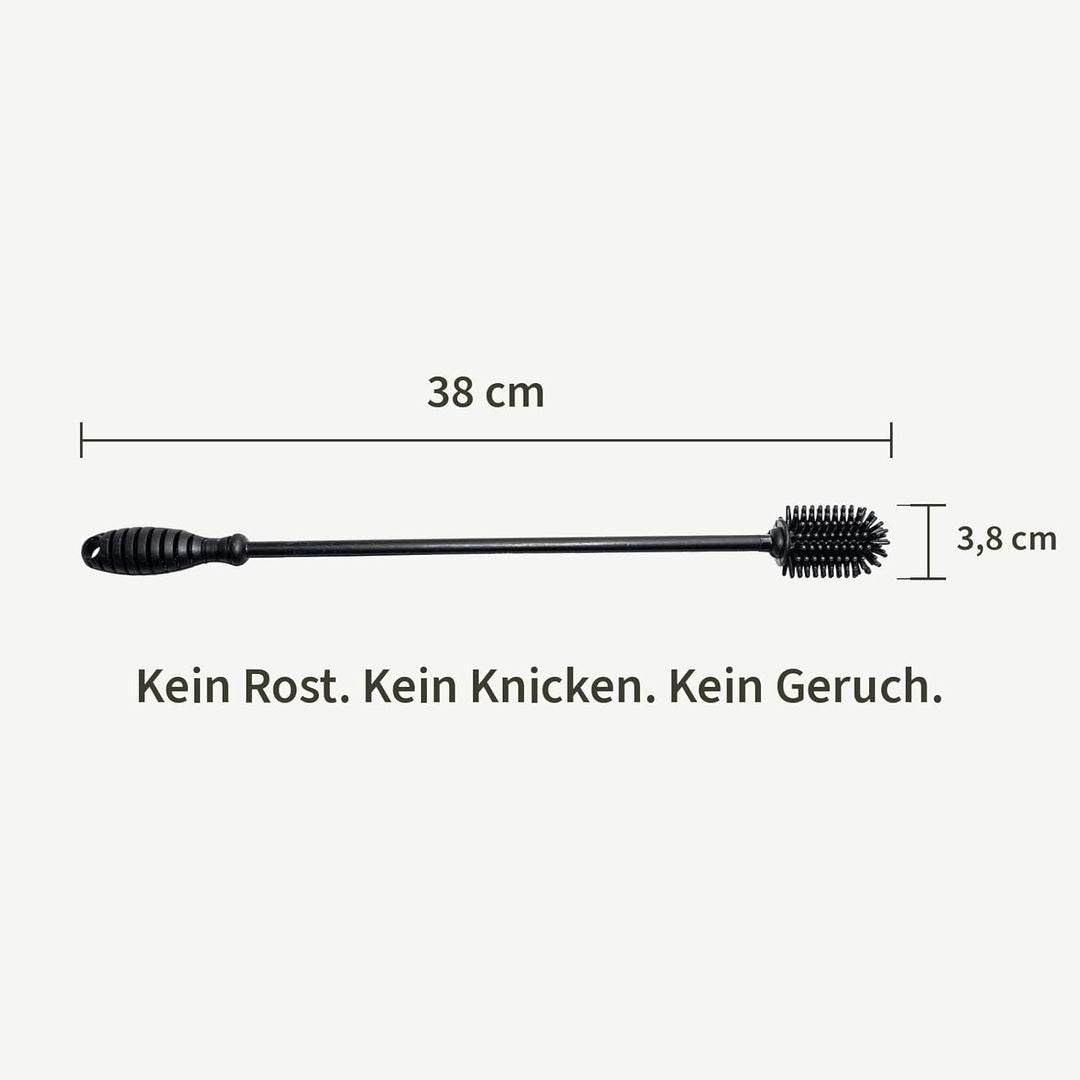 Flaschenbürste Extra Lang 38cm – KAVORA | Silikon, Edelstahlkern, kein Rost, kein Geruch, LFGB-Zerti