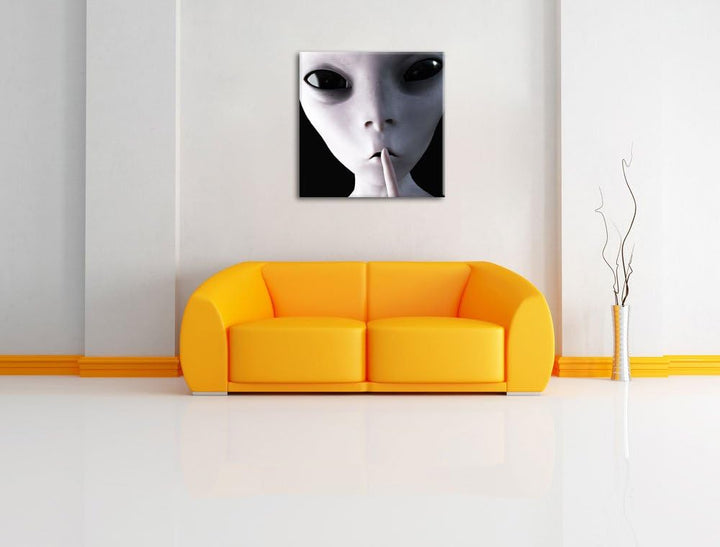 Alien - nicht reden, Format: 70x70 auf Leinwand, XXL riesige Bilder fertig gerahmt mit Keilrahmen, K