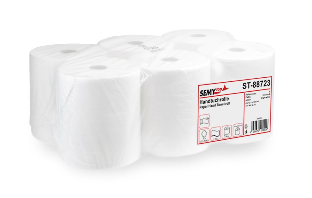 SemyTop mit Spezialkern, für Markenfreie Spendersysteme, 2 lagig hochweiss, 21 cm, circa 130 m, 4er