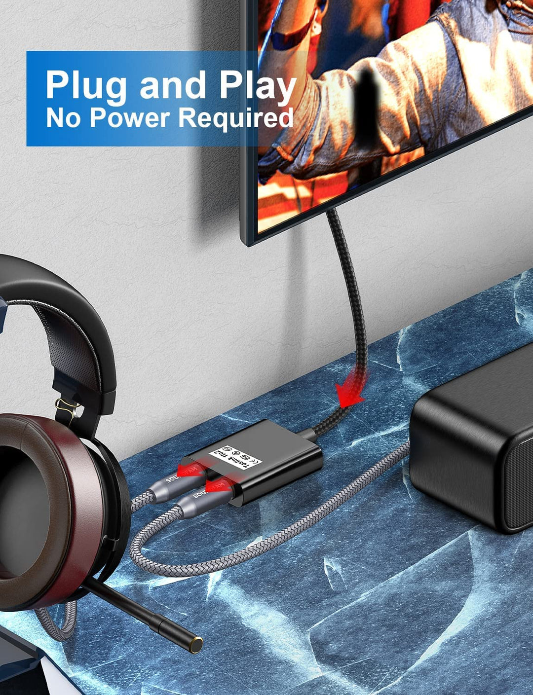 SOUNDFAM Toslink Splitter 1 In 2 Out Optisches Kabel Splitter Digitaler Audio Optischer Splitter Ada