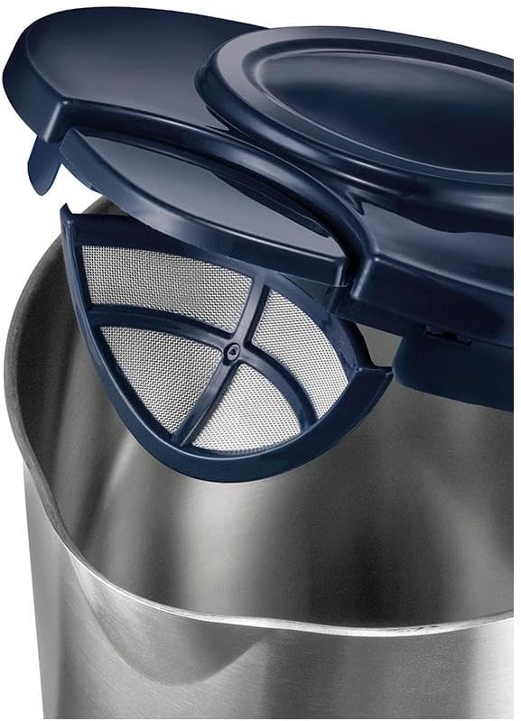 Unold 18018 Wasserkocher - Edelstahl Kettle, Blau 1,5 L, EU Stecker, 2200 W, Blitzkocher, 360° drehb