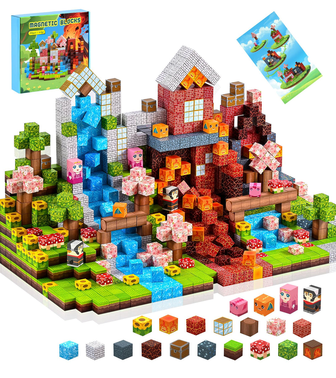 HOPFROG Magnetische Bausteine, 200 Teile Magnetic Blocks, Magnetbausteine Spielzeug für Kinder ab 3