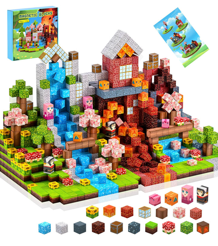 HOPFROG Magnetische Bausteine, 200 Teile Magnetic Blocks, Magnetbausteine Spielzeug für Kinder ab 3