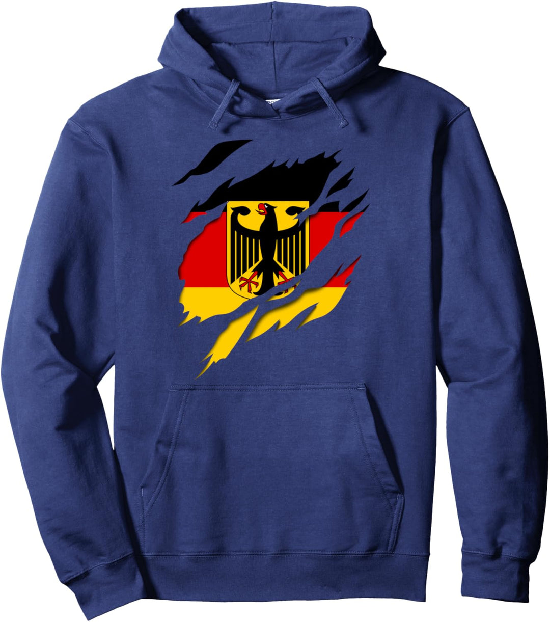 Deutschland Fahne und Wappen mit Kratzspureneffekt Pullover Hoodie