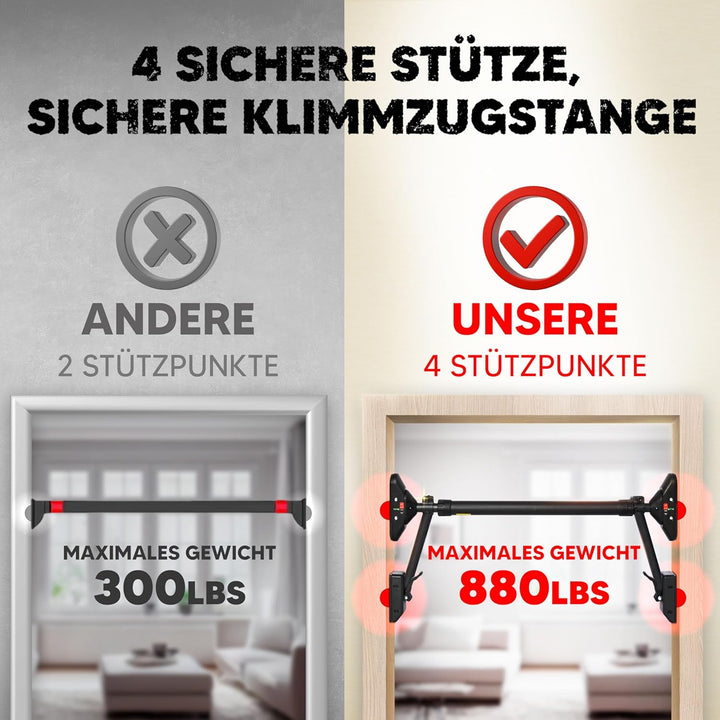 Klimmzugstange Türrahmen, Pull Up Bar, Oberkörper-Workout-Stange, Doppelte Sicherheitsverriegelung,