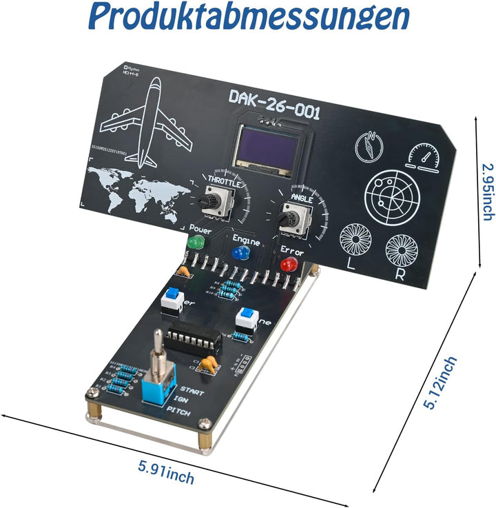 DIY Flugsimulator Lötbausatz mit LCD-Display, Soundeffekten & LED-Anzeigen, STEM Elektronikprojekt m