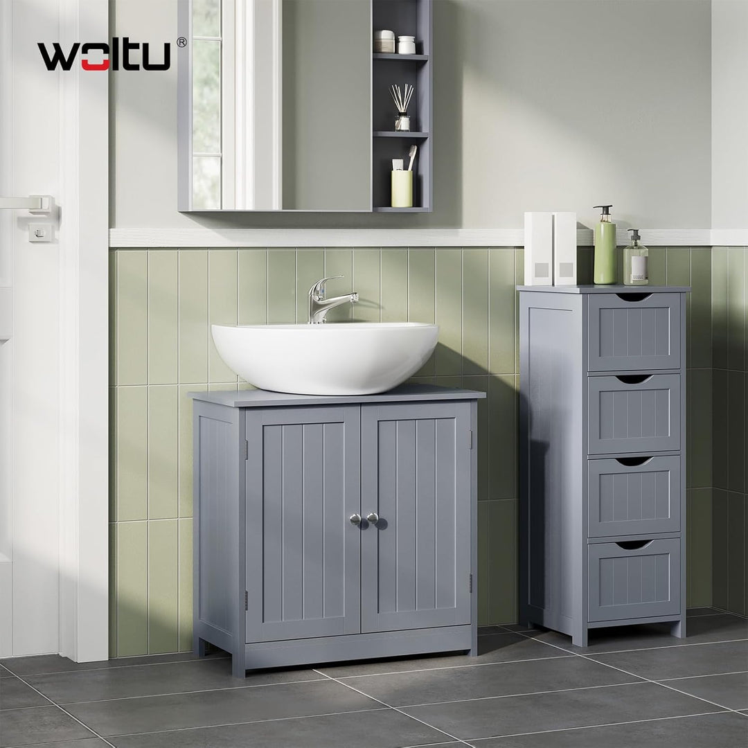 WOLTU Waschbeckenunterschrank, Unterschrank, Badezimmerschrank mit 2 Türen, Badschrank Badregal Wasc