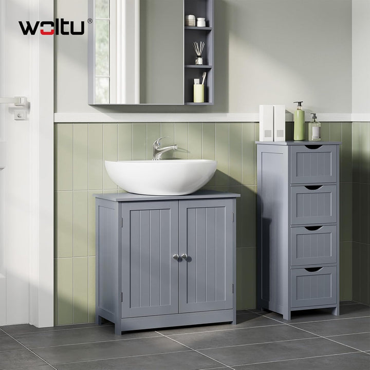 WOLTU Waschbeckenunterschrank, Unterschrank, Badezimmerschrank mit 2 Türen, Badschrank Badregal Wasc