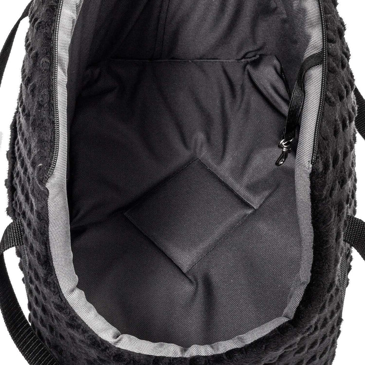 Hundetasche - Schwarz (Minky), M bis 10 kg - Tragetasche für kleinen und mittleren Hund, Welpen, Kat