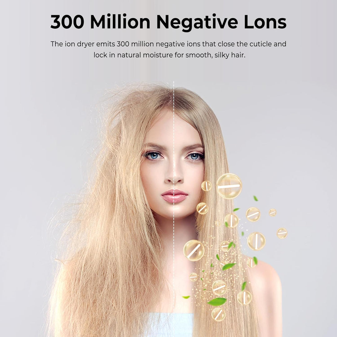 300 Million Ionen Haartrockner, Föhn 2400W Fön, Reisefön mit Diffusor & Stylingdüse, Haarfön mit Hei