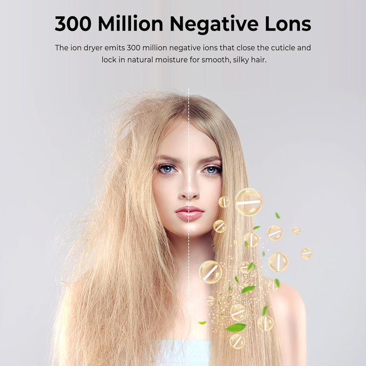 300 Million Ionen Haartrockner, Föhn 2400W Fön, Reisefön mit Diffusor & Stylingdüse, Haarfön mit Hei