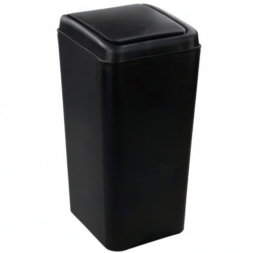 15 L Geruchshemmender Mülleimer mit Schwingdeckel, Kleiner Mülleimer mit Deckel, Schwarz, Schwarz