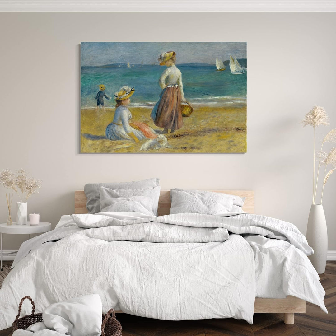 Printed Paintings Leinwand (100x70cm): Auguste Renoir - Menschen am Strand 100x70 cm, 100x70 cm