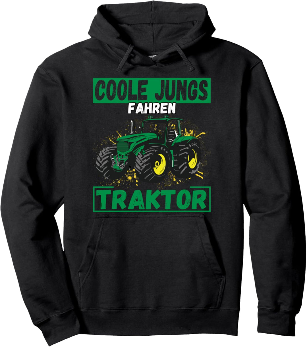 Coole Jungs fahren Traktor Trecker Junge Kinder Pullover Hoodie