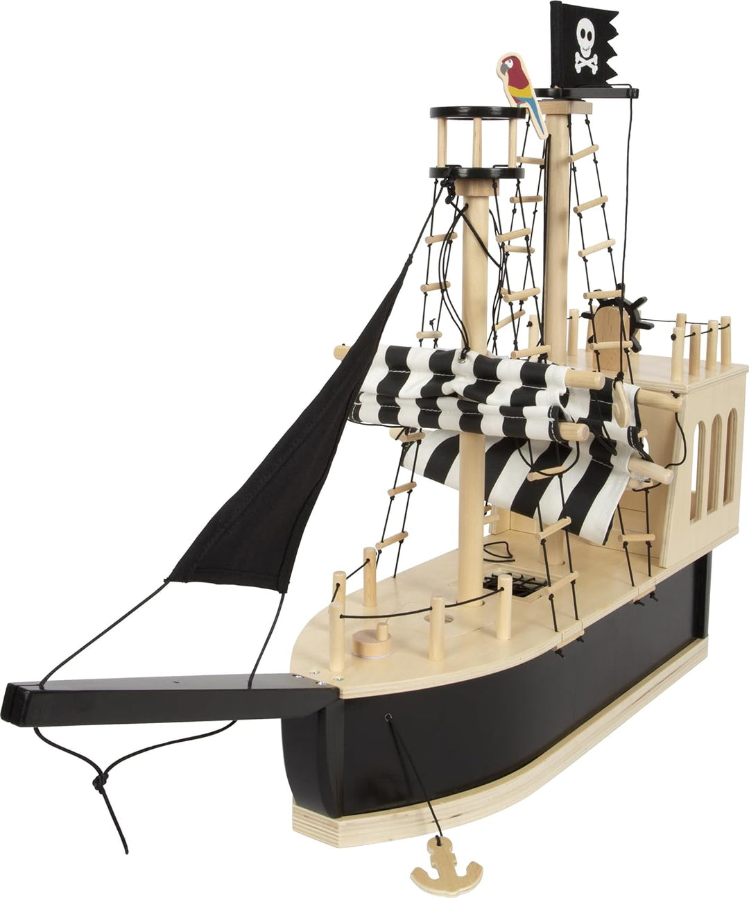 small foot Piratenschiff für Biegepuppen aus Holz, grosses Spielschiff mit reichlich Zubehör und Fun