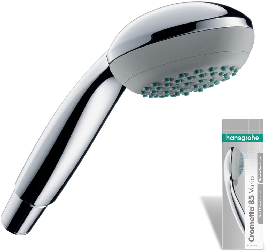 hansgrohe Crometta 85 - Duschkopf, Handbrause mit 2 Strahlarten, runde Duschbrause (⌀ 85 mm), Brause