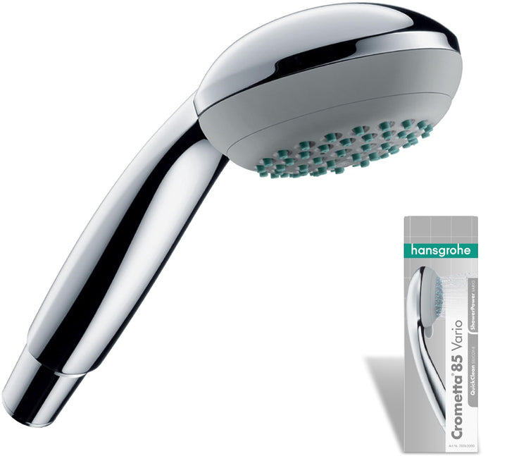 hansgrohe Crometta 85 - Duschkopf, Handbrause mit 2 Strahlarten, runde Duschbrause (⌀ 85 mm), Brause