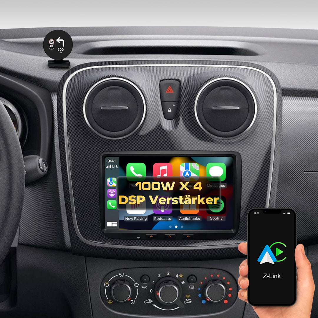 DYNAVIN Android Autoradio Navi für Dacia Sandero Duster Logan Renault Captur; 8 Zoll Radio mit Wirel
