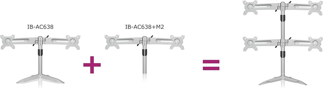 Icy Box IB-AC638+M2 Monitorhalter für 2 Monitore (bis 24") - Zubehör/Erweiterungseinheit für Icy Box
