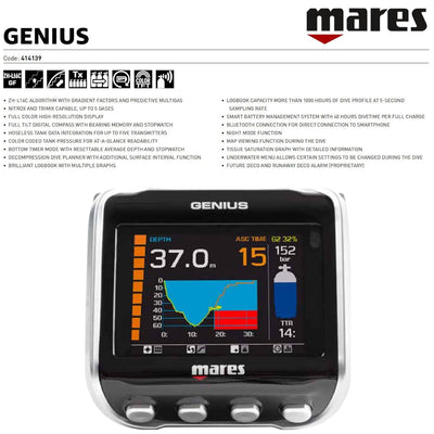 Mares Genius Air integrierter Computer mit LED-Transmitter