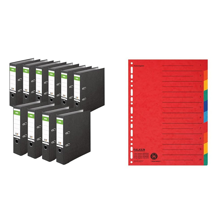 Original DINOR Ordner-Wolkenmarmor-Recycling - Made in Germany. 10er Pack 8 cm breit DIN A4 schwarz