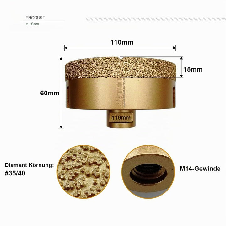 SHDIATOOL Diamant-bohrkrone Durchmesser 110mm Diamanthöhe 15MM für Porzellan Fliese Granit Marmor Tr