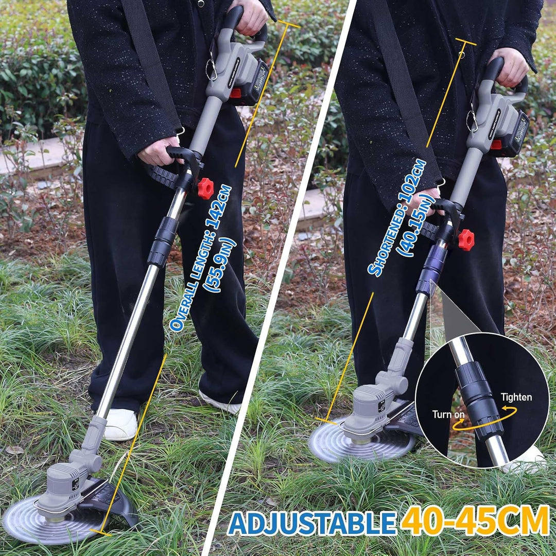 4 In 1 Rasentrimmer mit Akku, Akku Rasentrimmer mit Akku und Unkrautbürste, mit 2 Akku 4.0Ah, Verste
