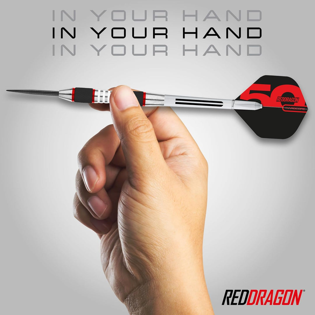 RED DRAGON Evos Steel Tungsten Dartpfeile Profi Steel Darts Set mit Flights, Schäfte and Brieftasche