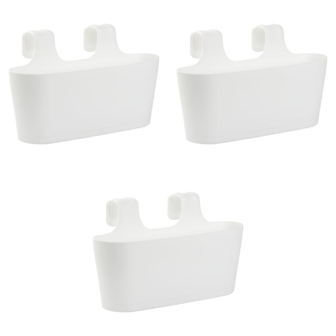 3X Blumenkasten oval Balkon Übertopf Pflanzkasten Blumentopf zum Hängen mit Wasserspeicher Farbe wei