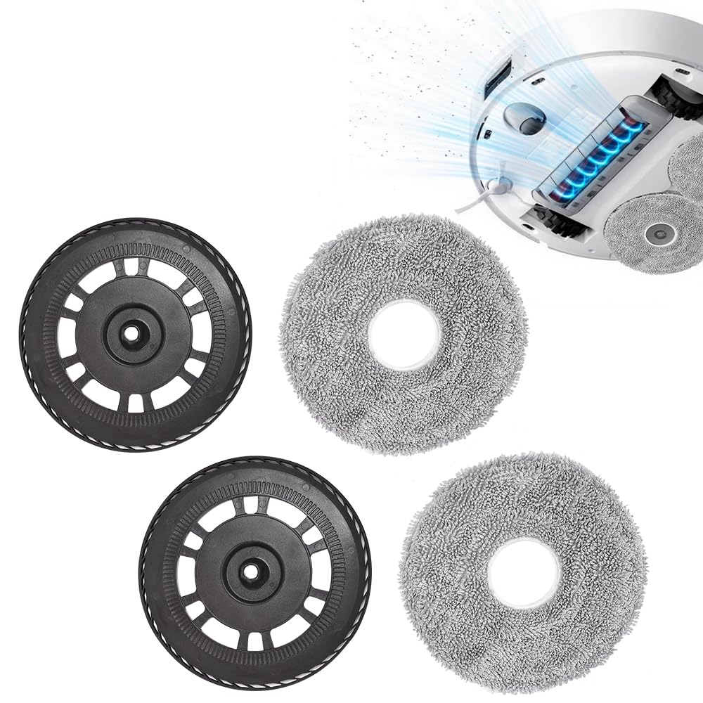 2 Mopptücher mit 2 Ersatzhalterung Wischplatten für Dreame L10S Pro Ultra Heat/L10S Ultra Gen 2/L20