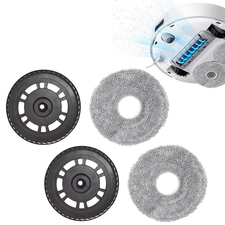 2 Mopptücher mit 2 Ersatzhalterung Wischplatten für Dreame L10S Pro Ultra Heat/L10S Ultra Gen 2/L20