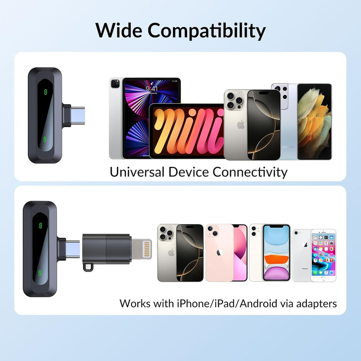 Mikrofon, Mikrofon für iPhone und USB-C-Stecker, lavalier mikrofon mit Rauschunterdrückung, LED-Disp