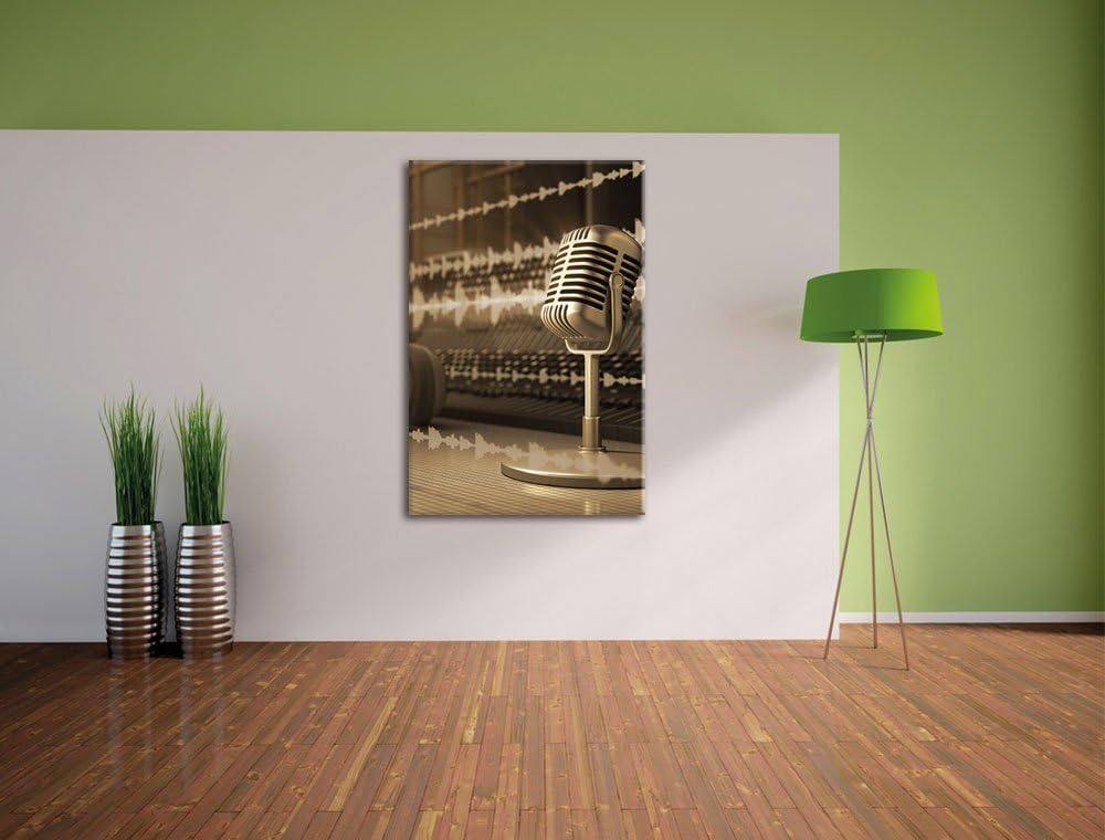 Pixxprint Musikstudio, Format: 100x70 auf Leinwand, XXL riesige Bilder fertig gerahmt mit Keilrahmen