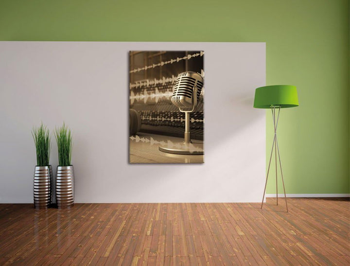 Pixxprint Musikstudio, Format: 100x70 auf Leinwand, XXL riesige Bilder fertig gerahmt mit Keilrahmen