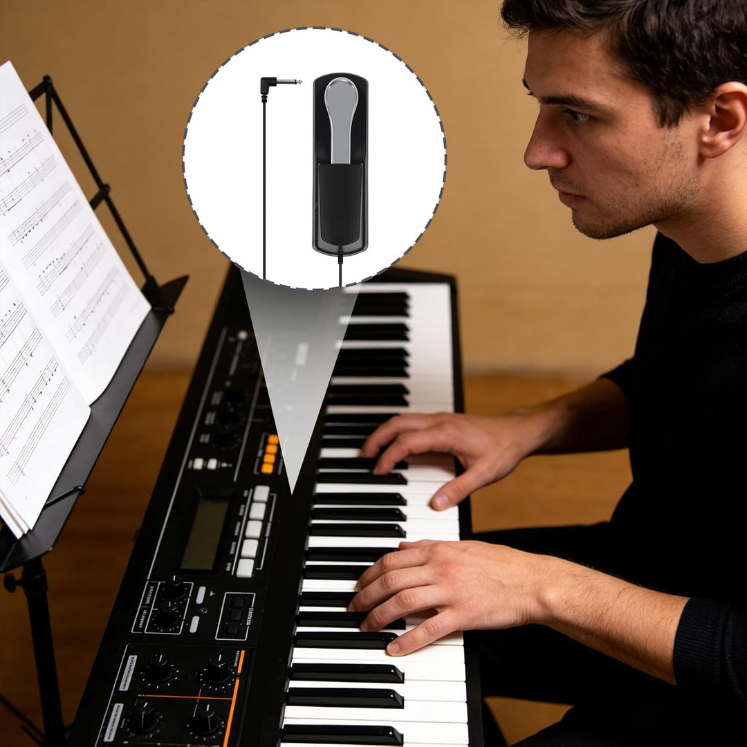 Sustain Pedal für Keyboard und Digitalpiano mit Polaritätsschalter, Universal Piano Pedal mit 6,35 m