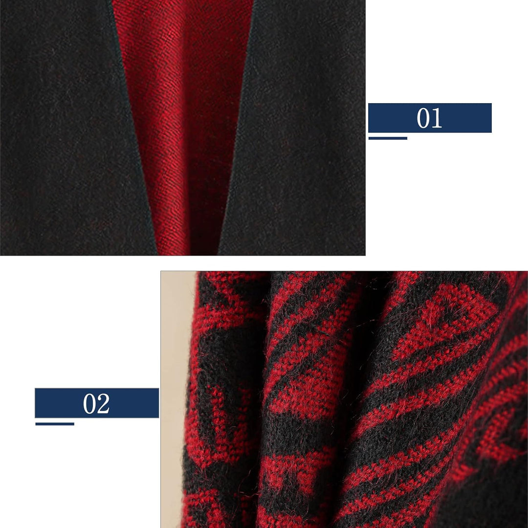Superora Damen Poncho Cape Umhängetuch Stola Strick-Pullover Karierte Deckenschal Sweatshirt Schal m