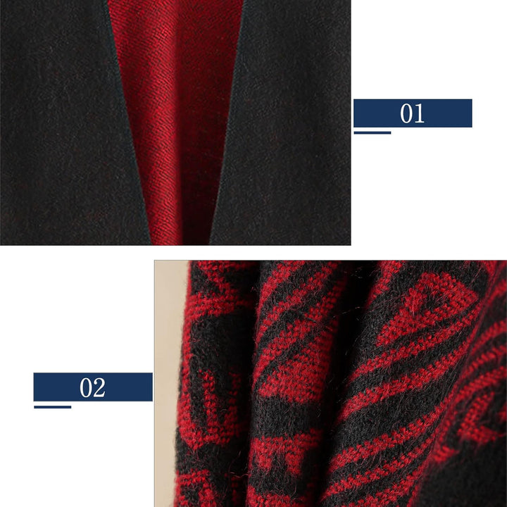 Superora Damen Poncho Cape Umhängetuch Stola Strick-Pullover Karierte Deckenschal Sweatshirt Schal m