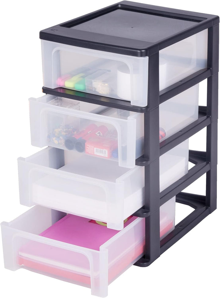 Iris Ohyama, Schubladenschrank, Schubladencontainer, 4 Schubladen mit 7 L, Format A4, durchsichtige
