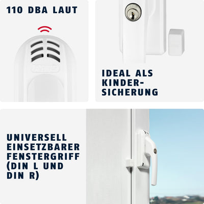 ABUS Abschliessbarer Fenstergriff FG300A - Fensterknauf mit Druckzylinder und Alarmfunktion, verschi