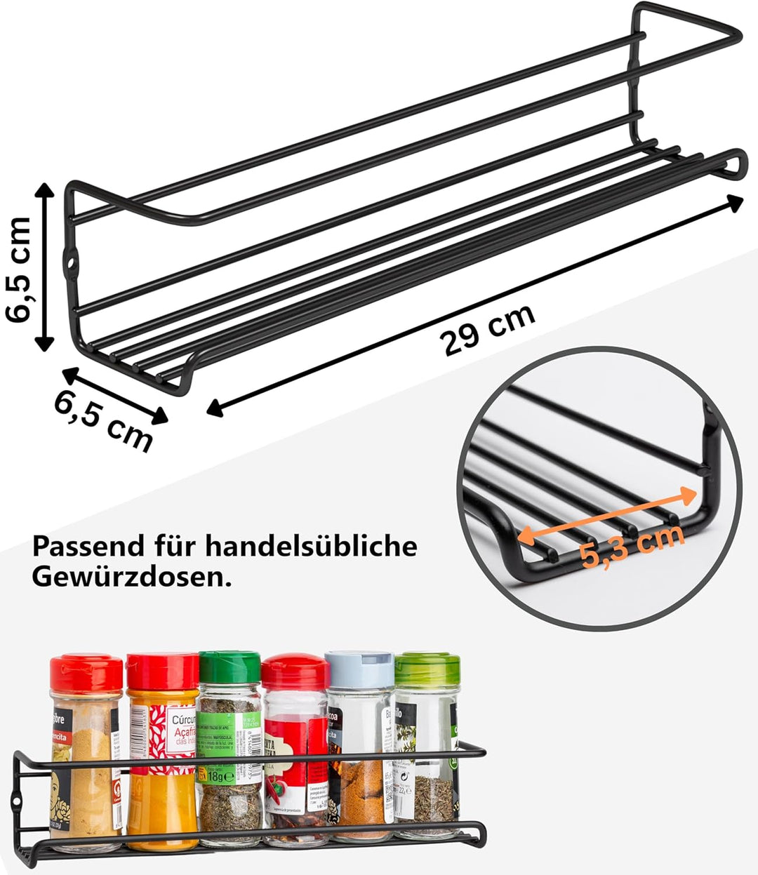 Deco haus® Gewürzregal Wand ohne Bohren - Gewürzregal Hängend 4er Set - Gewürzregale Ohne Bohren Sch