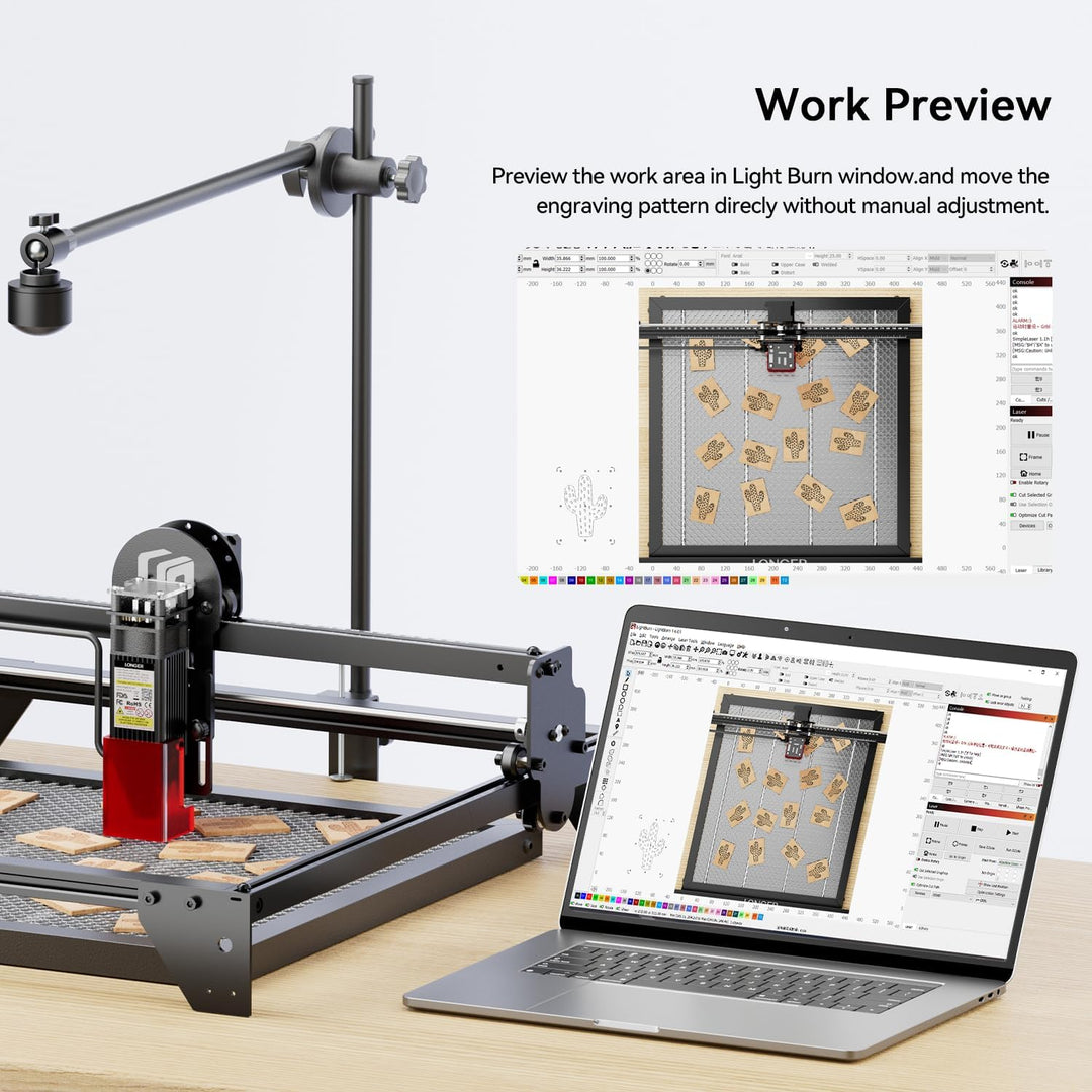Longer LightBurn Kamera-Kit für Lasergravierer – 5MP Zeitraffer-Kamera mit präziser Positionierung,